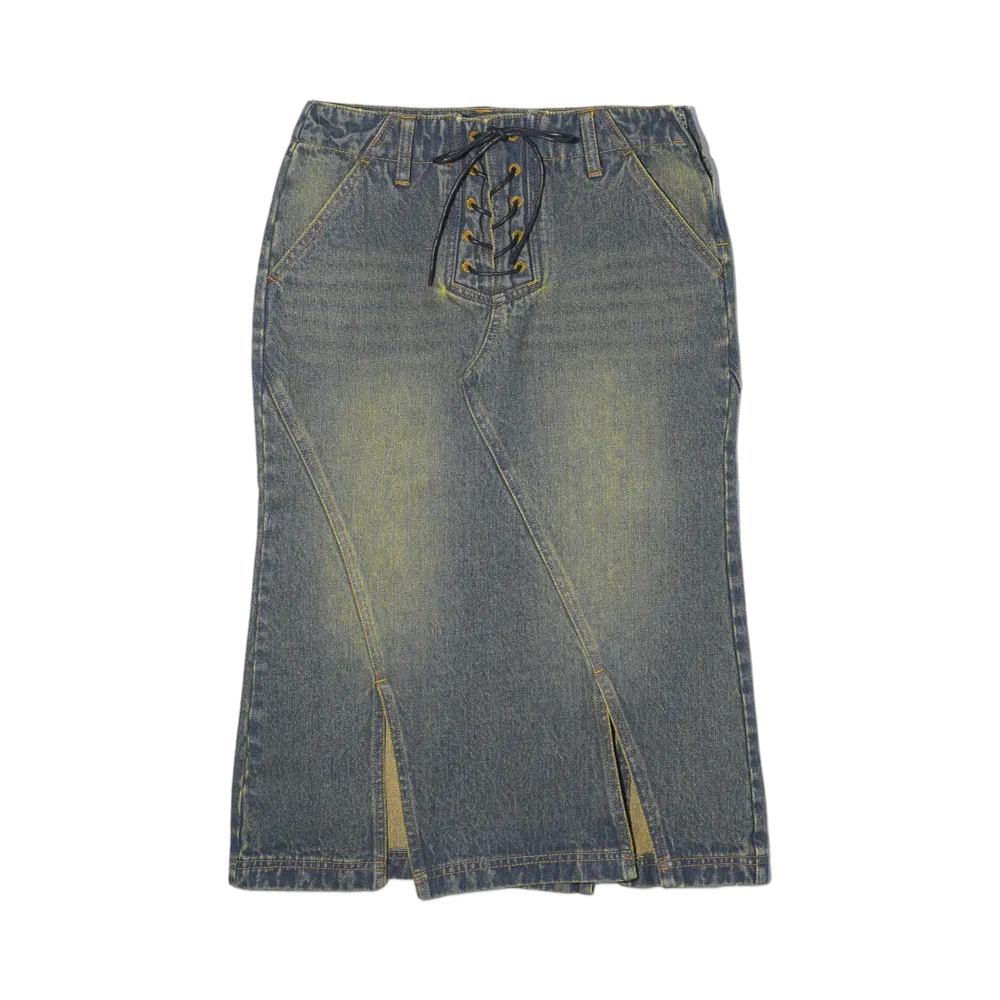 X-Girl Lace Up Denim Skirt "Dkindigo"