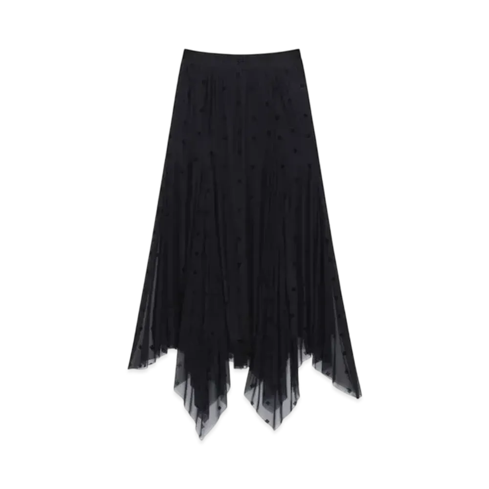 GIVENCHY Asymmetric Skirt In 4G Tulle "Black"