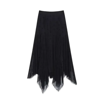 GIVENCHY Asymmetric Skirt In 4G Tulle "Black"