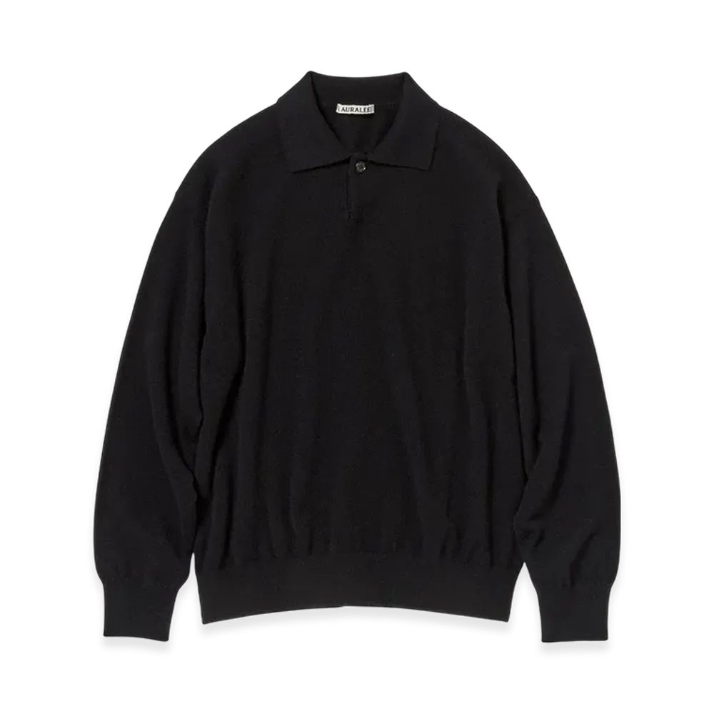 AURALEE Baby Cashmere Knit Polo "Top Black"
