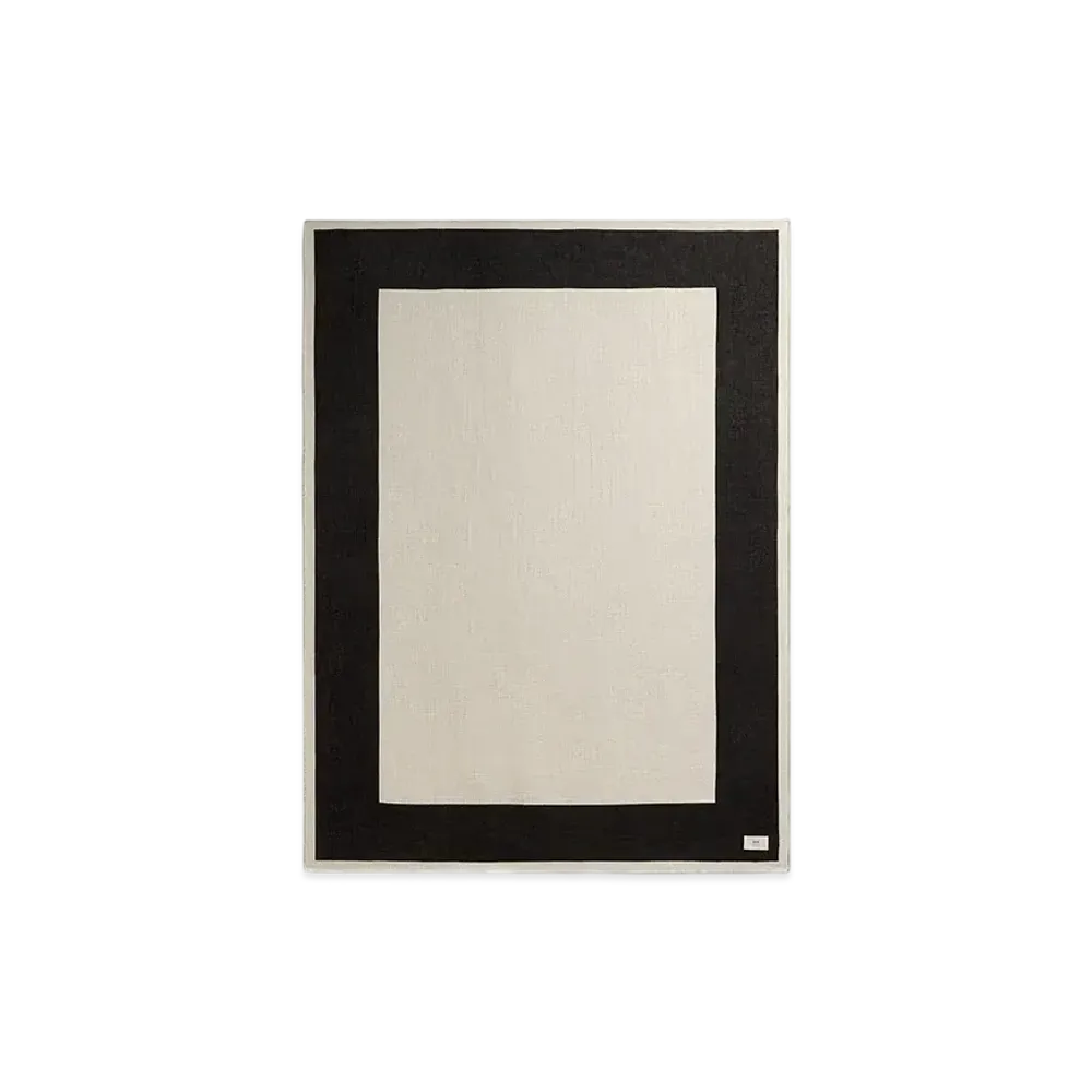 AMI PARIS Beige Cotton Bicolor Beach Towel "BlancCreme/Noir"