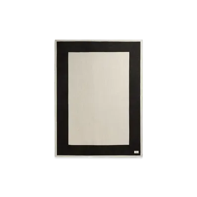 AMI PARIS Beige Cotton Bicolor Beach Towel "BlancCreme/Noir"