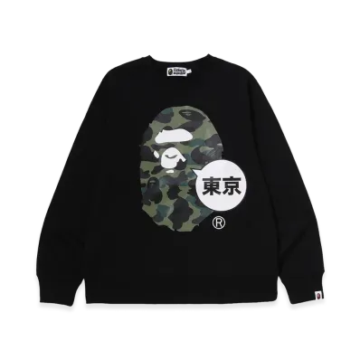 A BATHING APE Tokyo Exclusive 1ST Camo Ape Head Tokyo Crewneck Sweatshirt "Black"