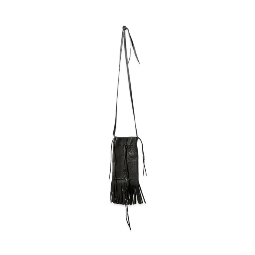 Needles x AMARILLO Fringed Neck Pouch - Deerskin "Black/Blue"