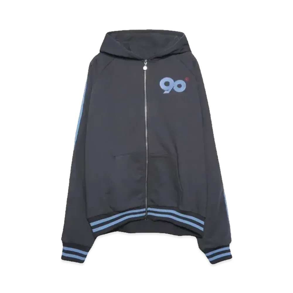 9090 90 Logo Line Zip Hoodie "Charcoal Black"