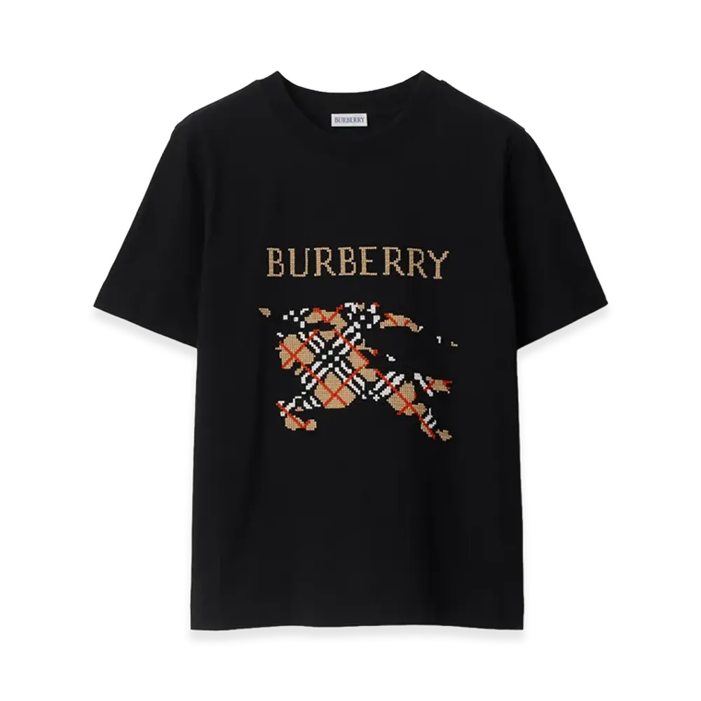 Burberry Women's Cross Stitch EKD Cotton Tee "Black"
