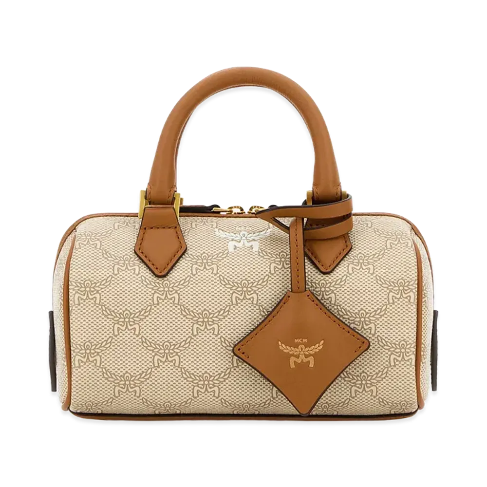 MCM Women's Canvas Ella Boston Handbag "Beige"