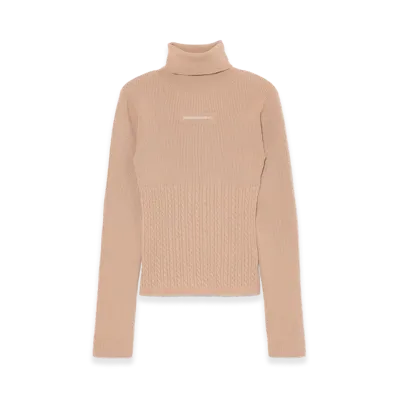 ANDMARY Women's Jacquard Turtleneck Tops "Beige"