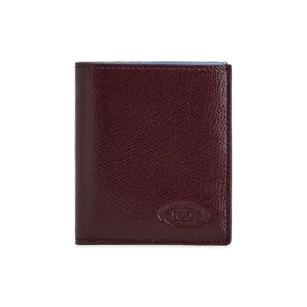 TOD'S Wallet In Leather "Burgundy/Light Blue"
