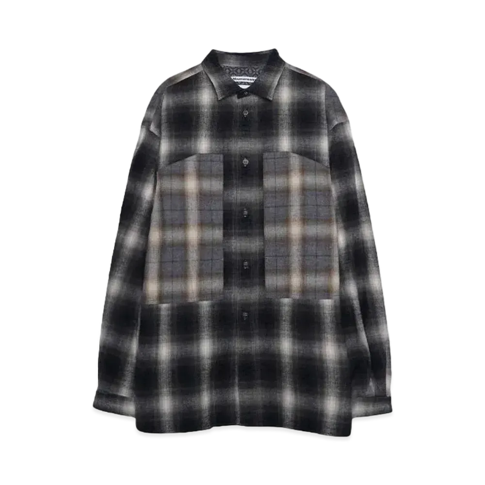 White Mountaineering MID GUSSET SLEEVE CHECK WORK SHIRT "BLACK"