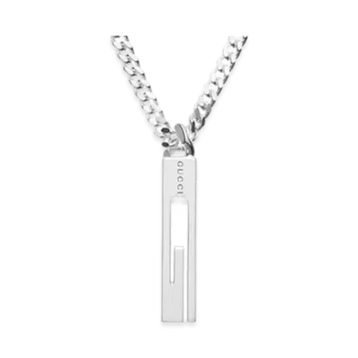 GUCCI G Cut Out Necklace "Silver"