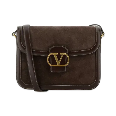 Valentino Women's Suede And Leather 9to5 Shoulder Bag "Brown"
