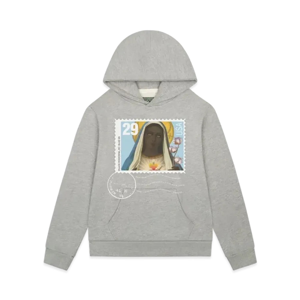 DENIM TEARS Black Madonna Stamp Hoodie "Grey"