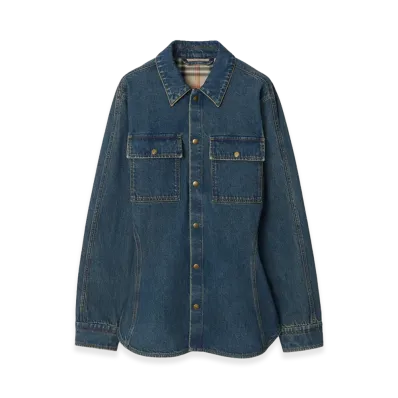 Burberry Women's Fit & Flare Denim Shirt "Mid Blue"