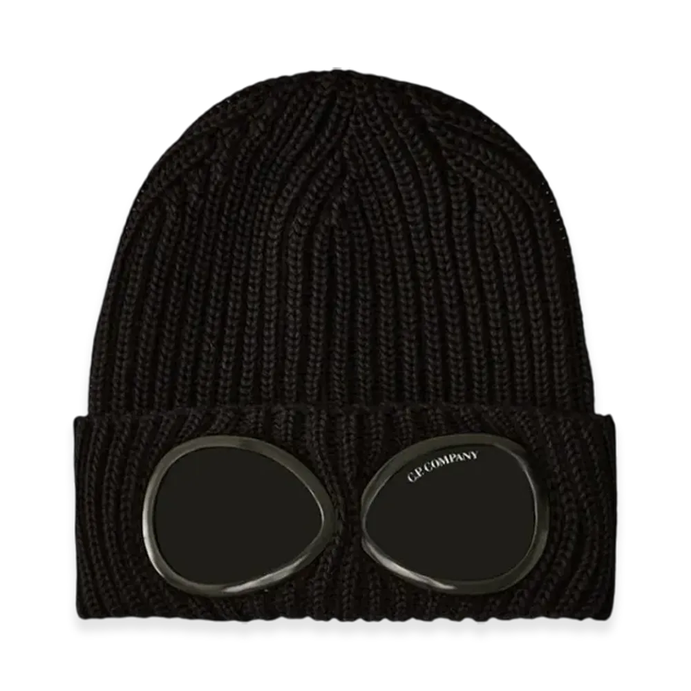 C.P. Company Extrafine Merino Wool Goggle Beanie "Black"