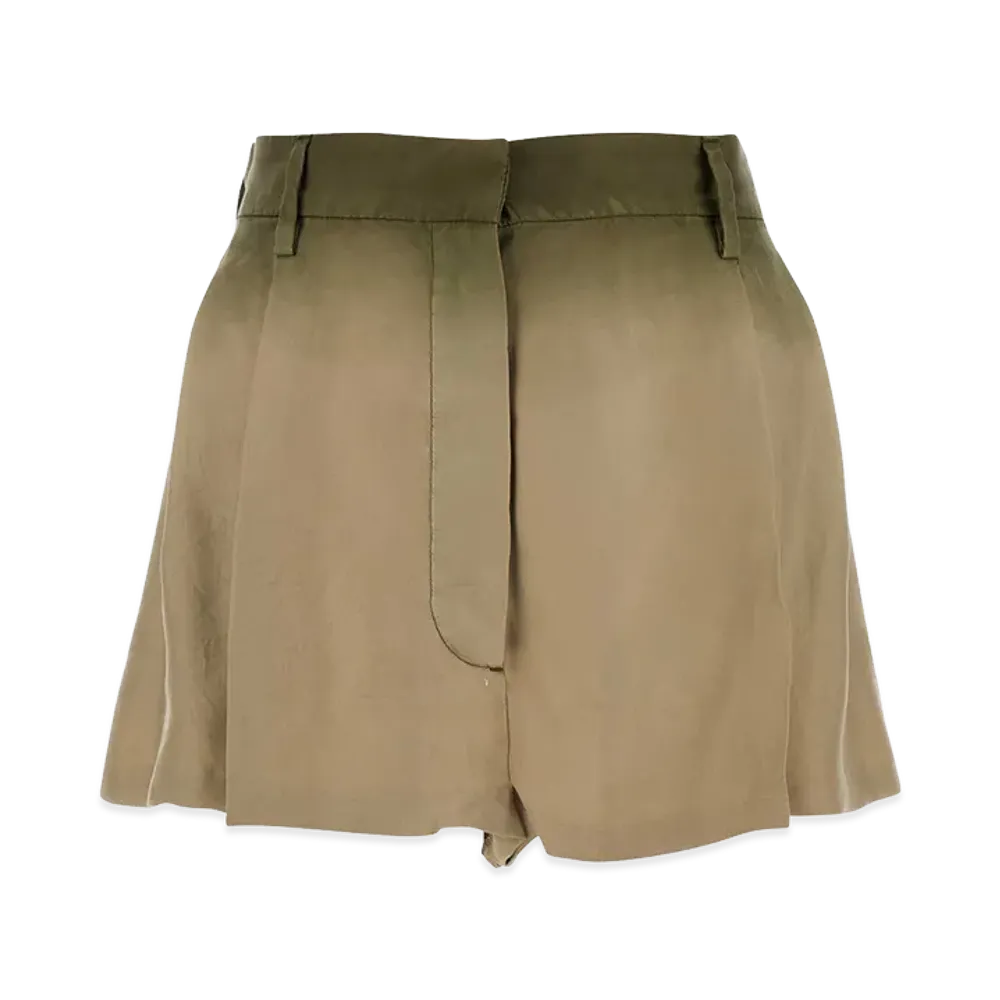 PRADA Women's Silk Shorts "Sage Green/Beige"