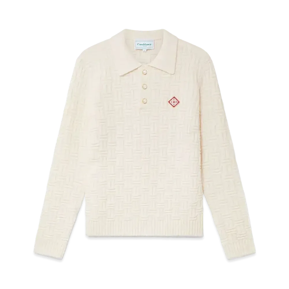 Casablanca Column Knit Polo Shirt "White"