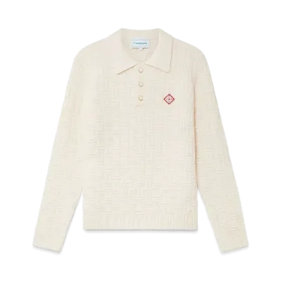 Casablanca Column Knit Polo Shirt "White"