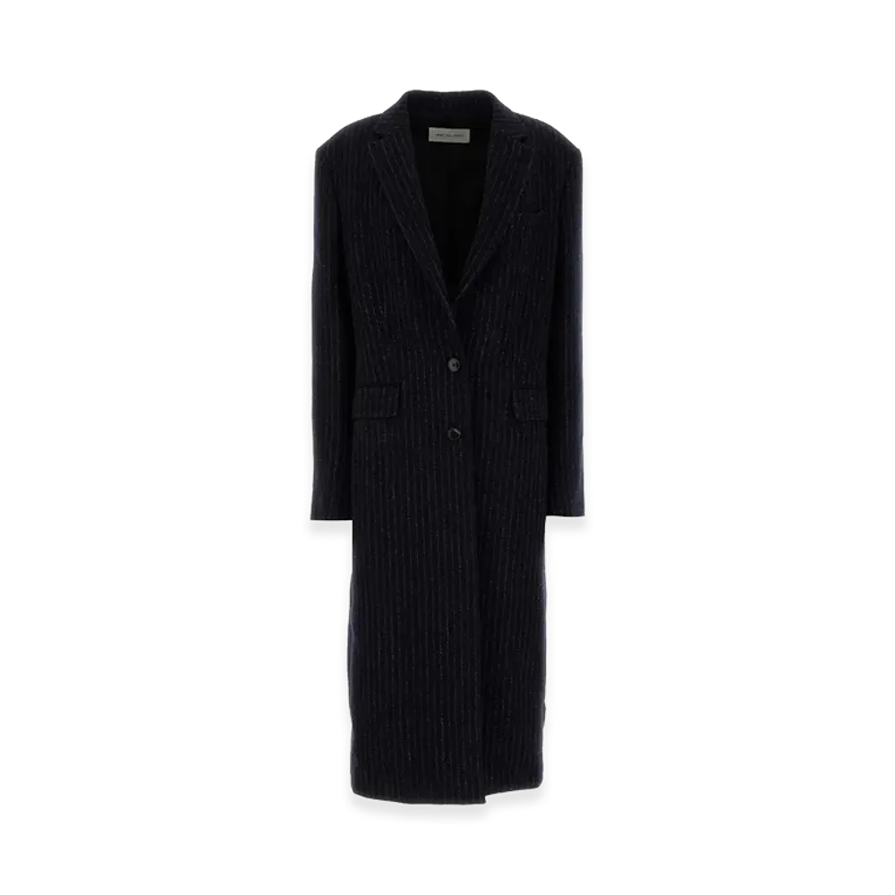 DRIES VAN NOTEN Women's Embroidered Wool Raftan Coat "Blue"