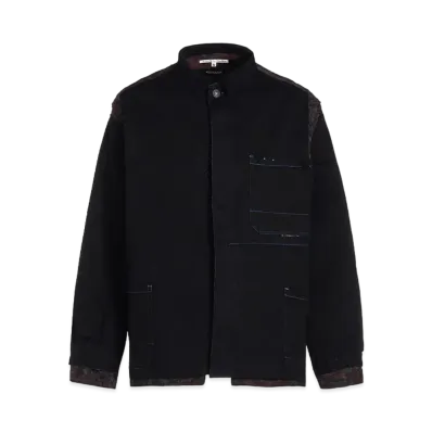 WILDSIDE Yohji Yamamoto x REBUILD by NEEDLES Eur Coverall Covered Jacket Geometric Pattern "Black"