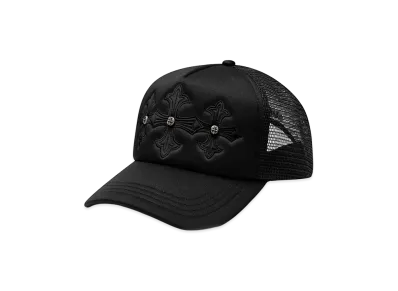 SUPPLIER Triple Black Cross Leather Patch Mesh Cap "Black"
