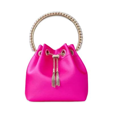 Jimmy Choo Bon Bon Satin Bag With Crystal Handle "Fuchsia"