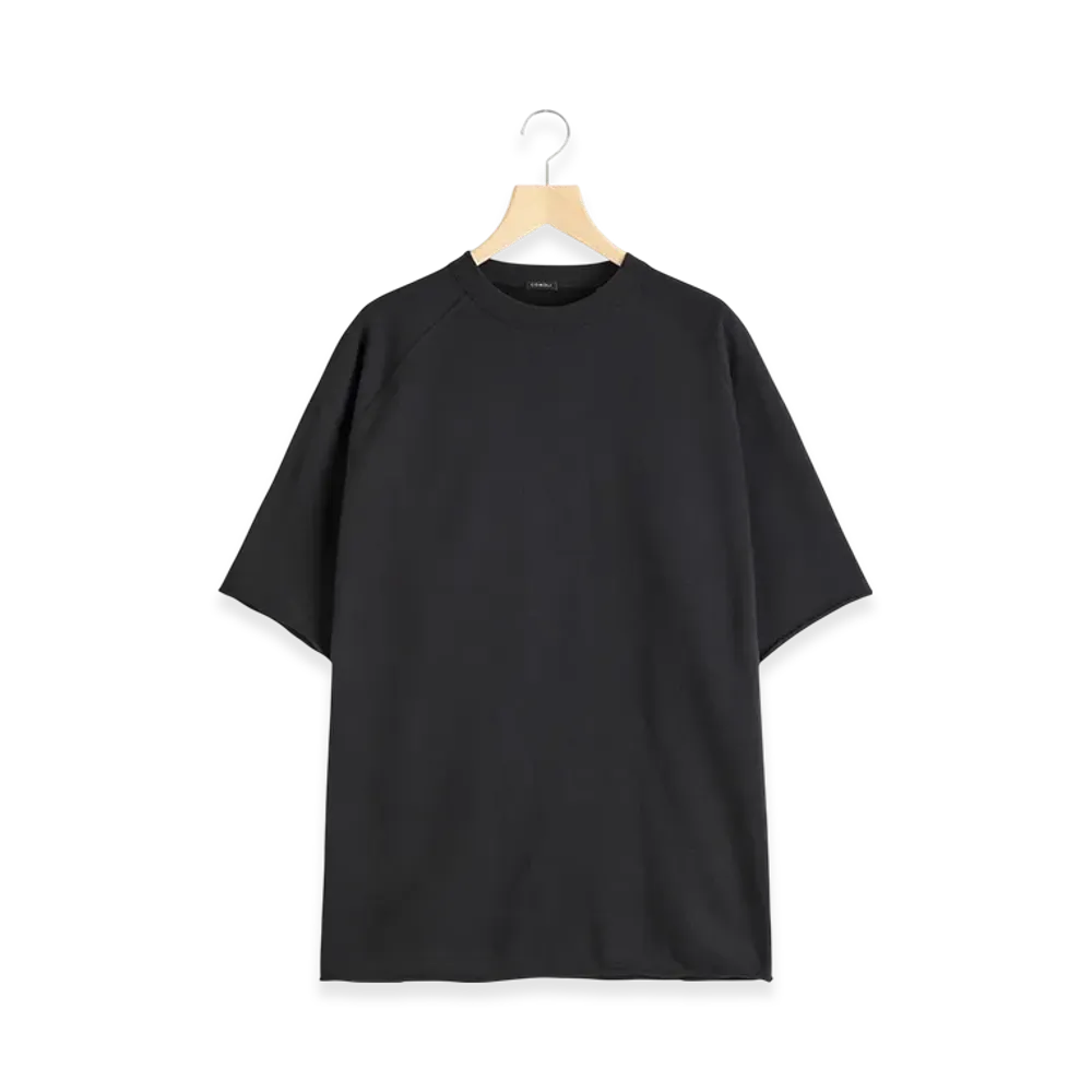 COMOLI LW Cotton French Terry S/S Crew "Black"