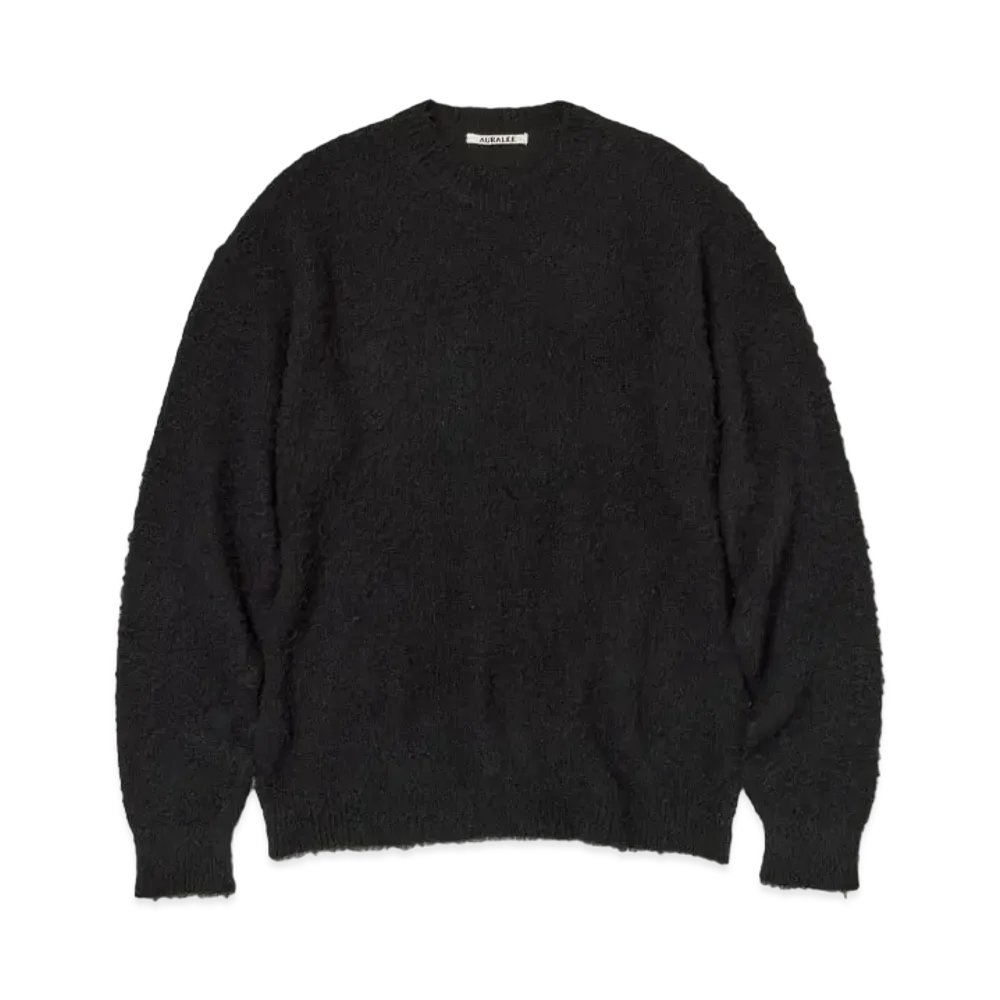 AURALEE Brushed Wool Cashmere Silk Knit P/O "Black"