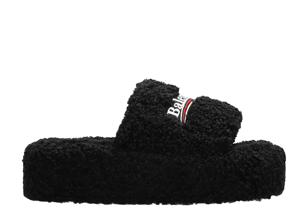 BALENCIAGA Women's Furry Platform "Black"