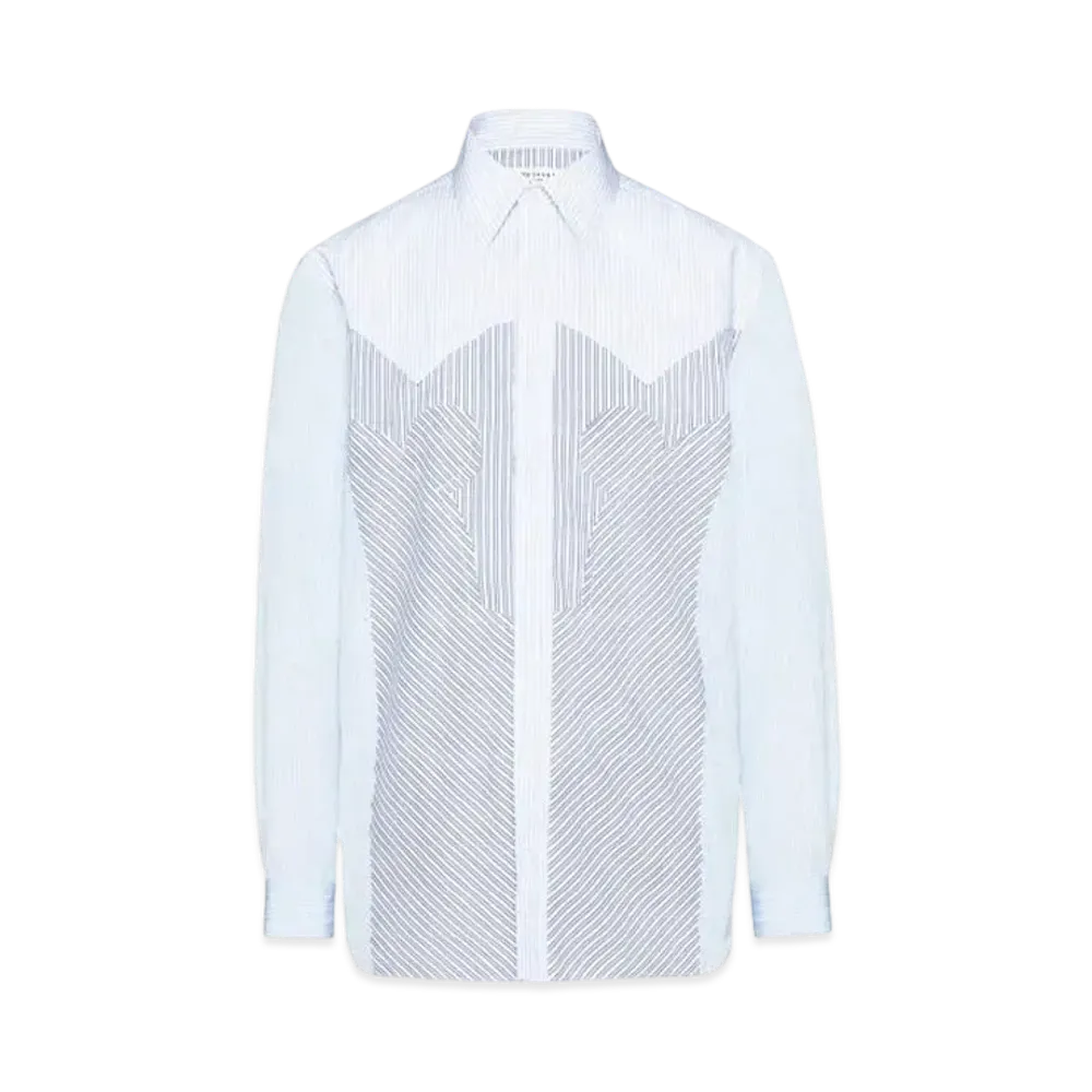 Maison Margiela Yoke Stripe Cotton Shirt "White/Blue"