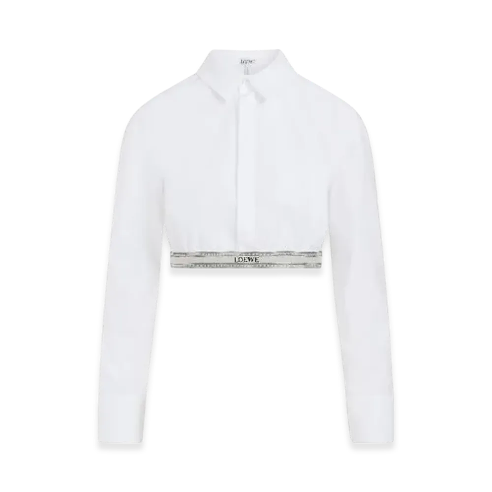 LOEWE Women's Cropped Shirt In Cotton "Optic White"