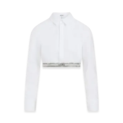 LOEWE Women's Cropped Shirt In Cotton "Optic White"