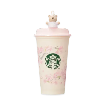 STARBUCKS SAKURA2025 Reusable Cup 473ml / Reusable Cup Exclusive Drink Hole Cap Bearista "Pink"