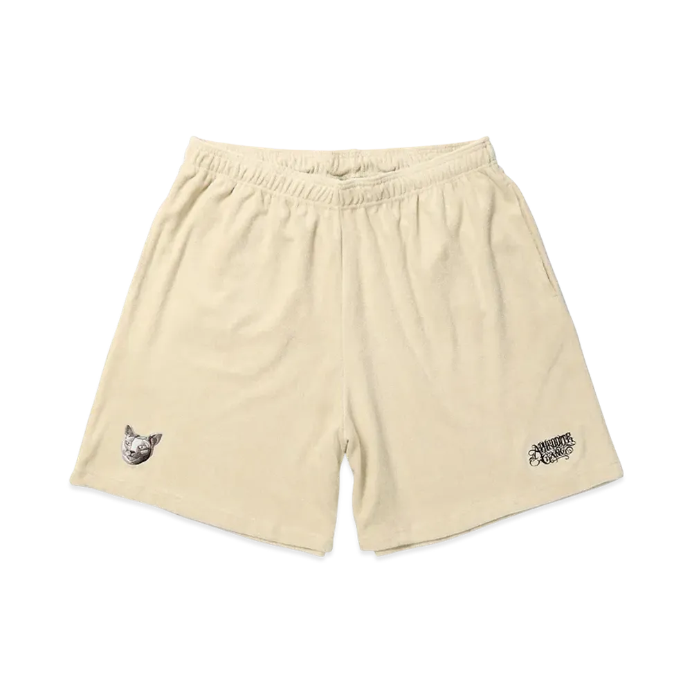 APHRODITEGANG Ryu Embroidery Pile Shorts "Off White"