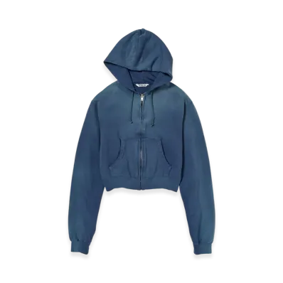 AURALEE Product Dyed Pima Light Sweat Zip Parka "Light Navy"