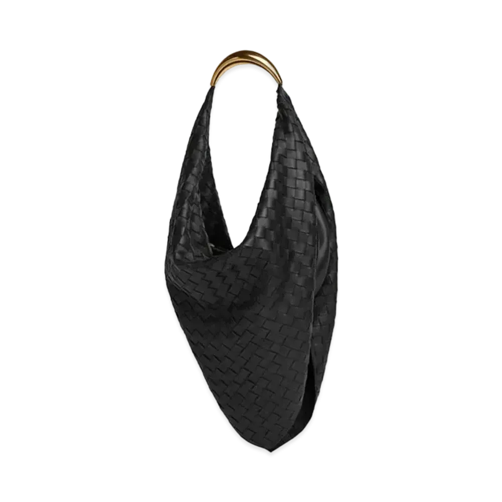 Bottega Veneta Metal Handle Intrecciato Bag "Black"