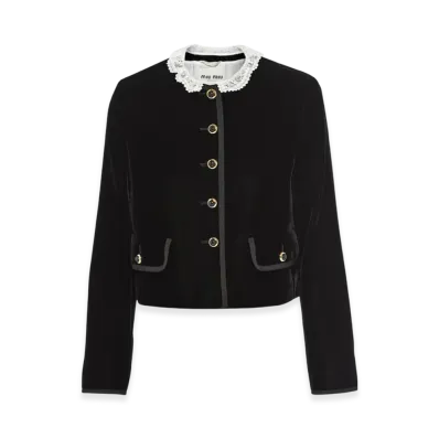 MIU MIU Women's Single Breasted Velvet Jacket "Black"