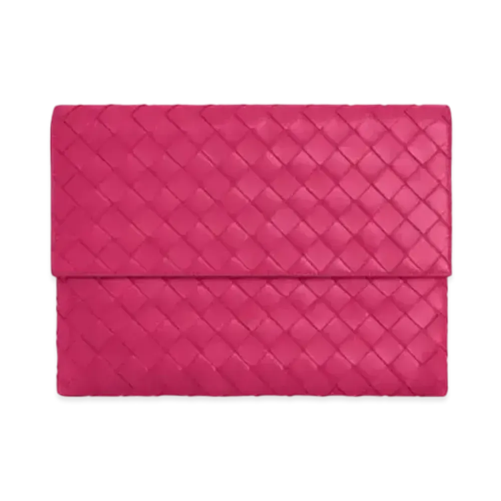 Bottega Veneta Calfskin Flip Clutch Bag "Cranberry"