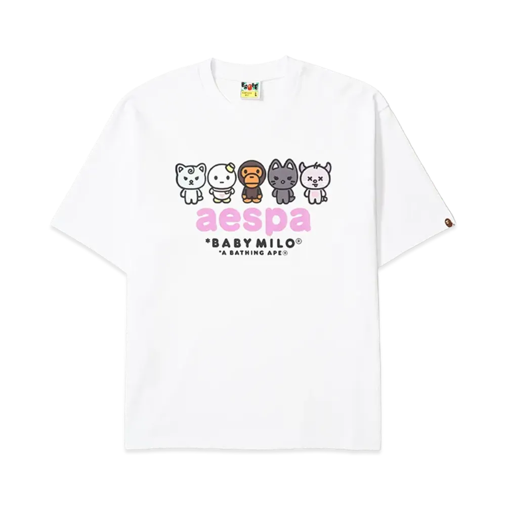 A BATHING APE x aespa Baby Milo Relaxed Fit Tee "White"