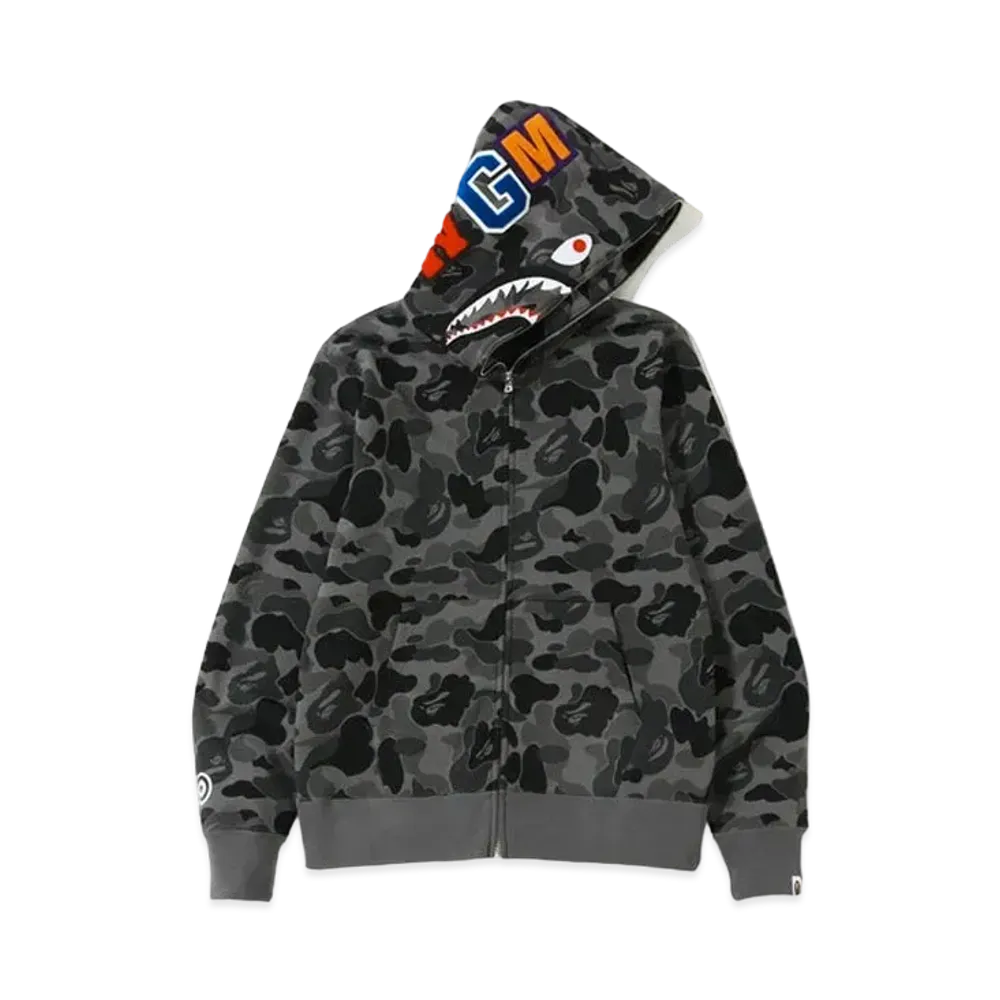A BATHING APE ABC Camo Shark Full Zip Hoodie "Black"