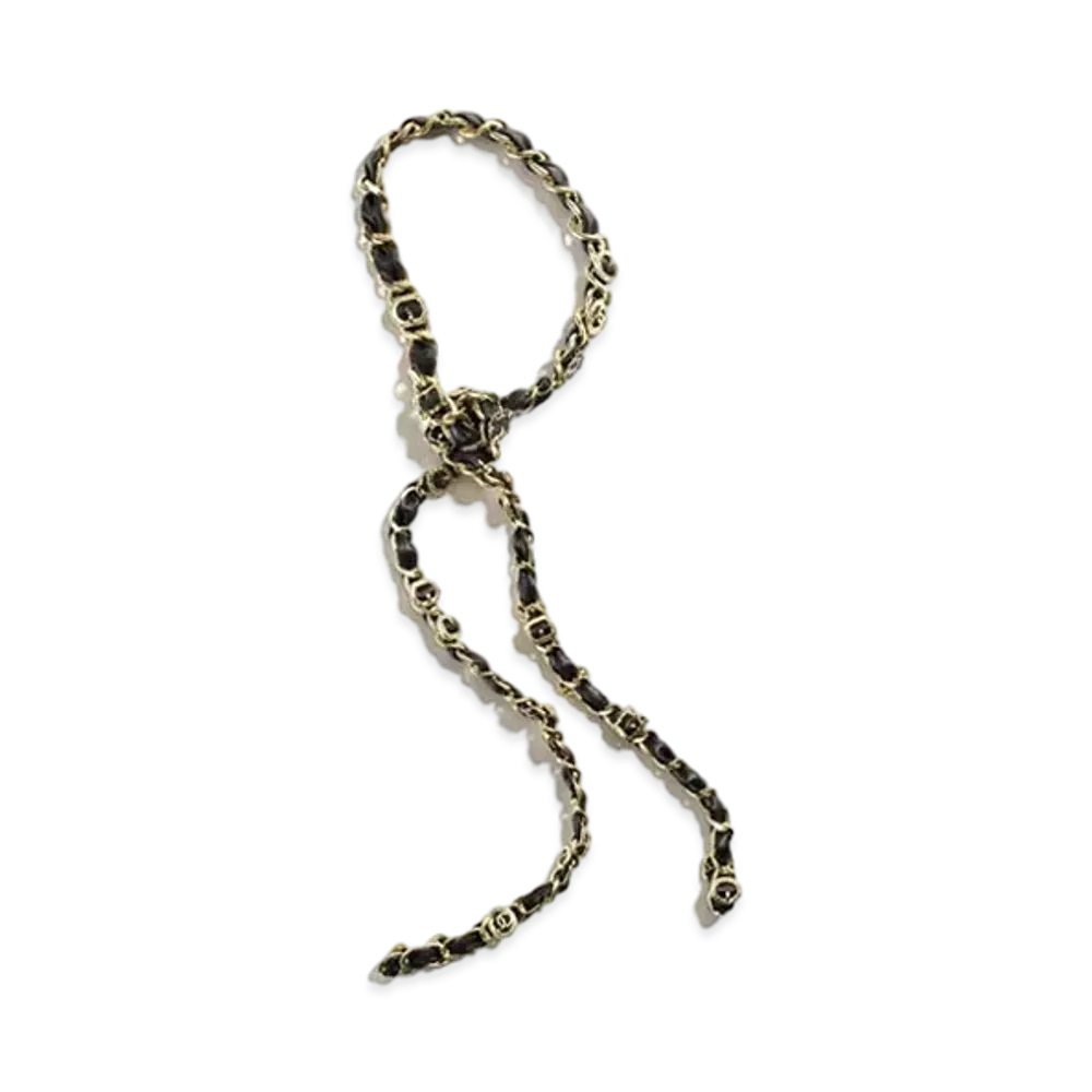 CHANEL Necklace Metal & Calfskin "Gold/Black"