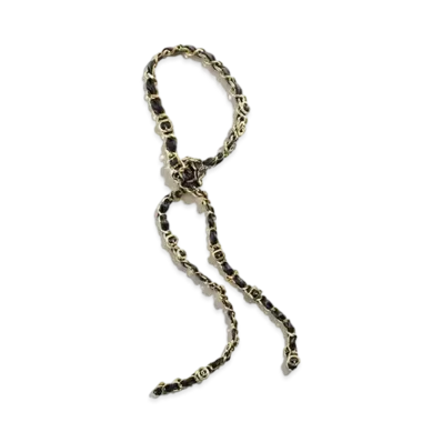 CHANEL Necklace Metal & Calfskin "Gold/Black"