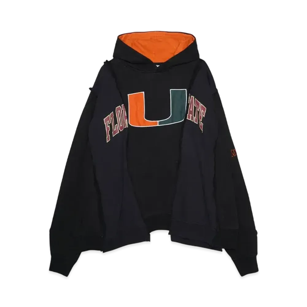 DISCOVERED LOOPING WIDE COLLEGE HOODIE with IRON CROSS CROCHET_ver.01 "BLACK"