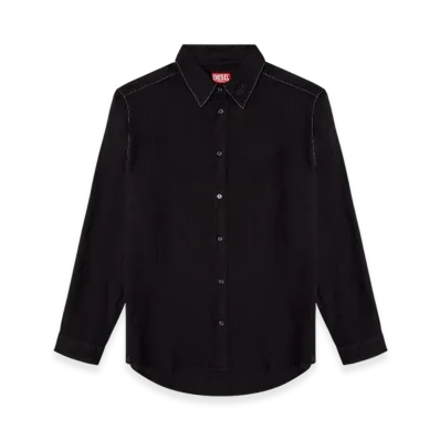 Diesel S-Werp Linen Shirt With Logo Collar "Black"
