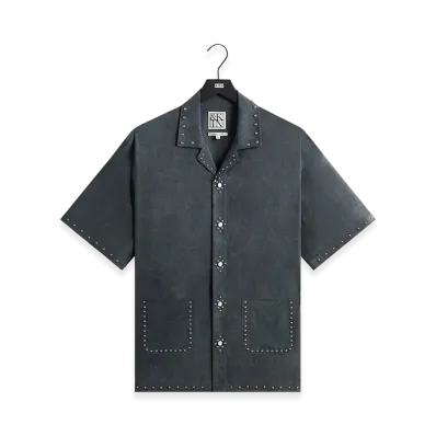 Kith &Kin Studded Cupro Linen Sawyer Shirt "Somber"