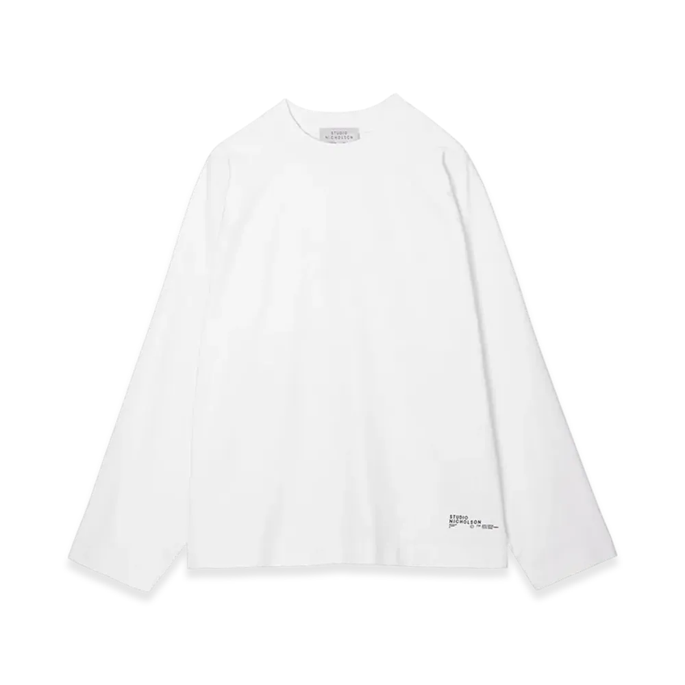 STUDIO NICHOLSON Crew Neck Long Sleeve T-Shirt Platt "White"