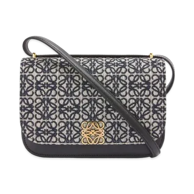 LOEWE Small Goya Bag In Anagram Jacquard And Calfskin "Navy/Black"