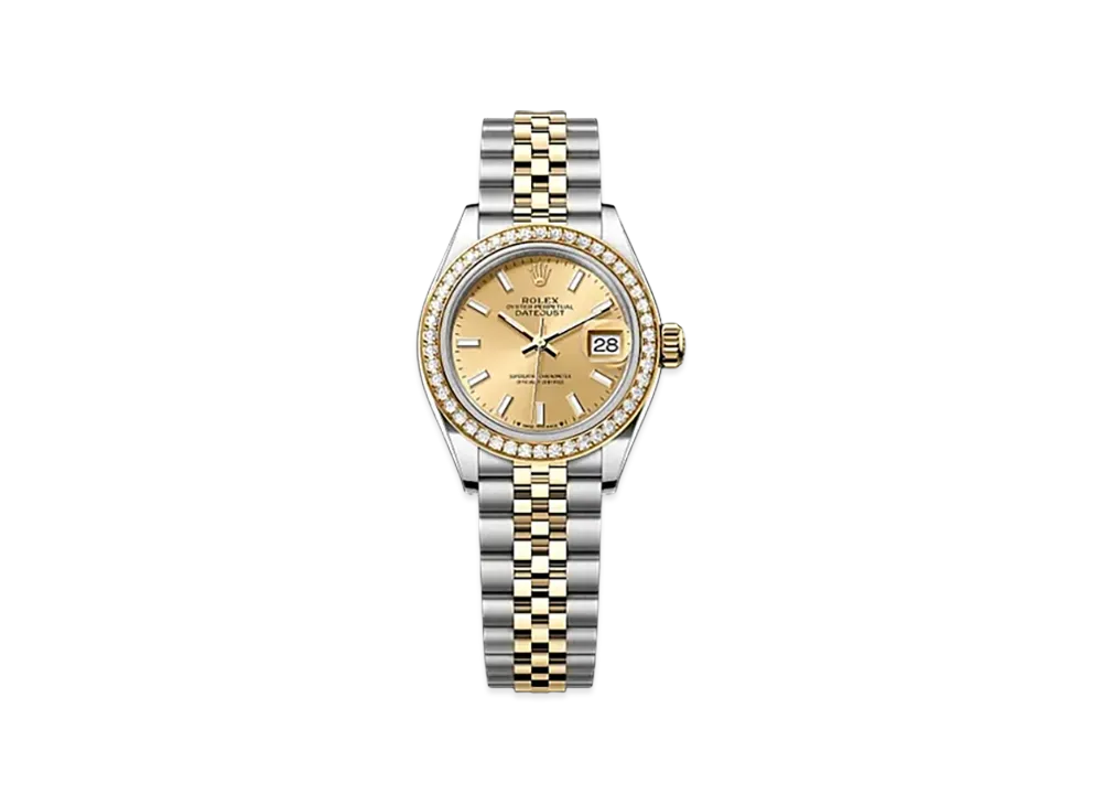 ROLEX Lady-Datejust 28mm Oystersteel & Yellow Gold Diamond 279383RBR "Champagne-colour"