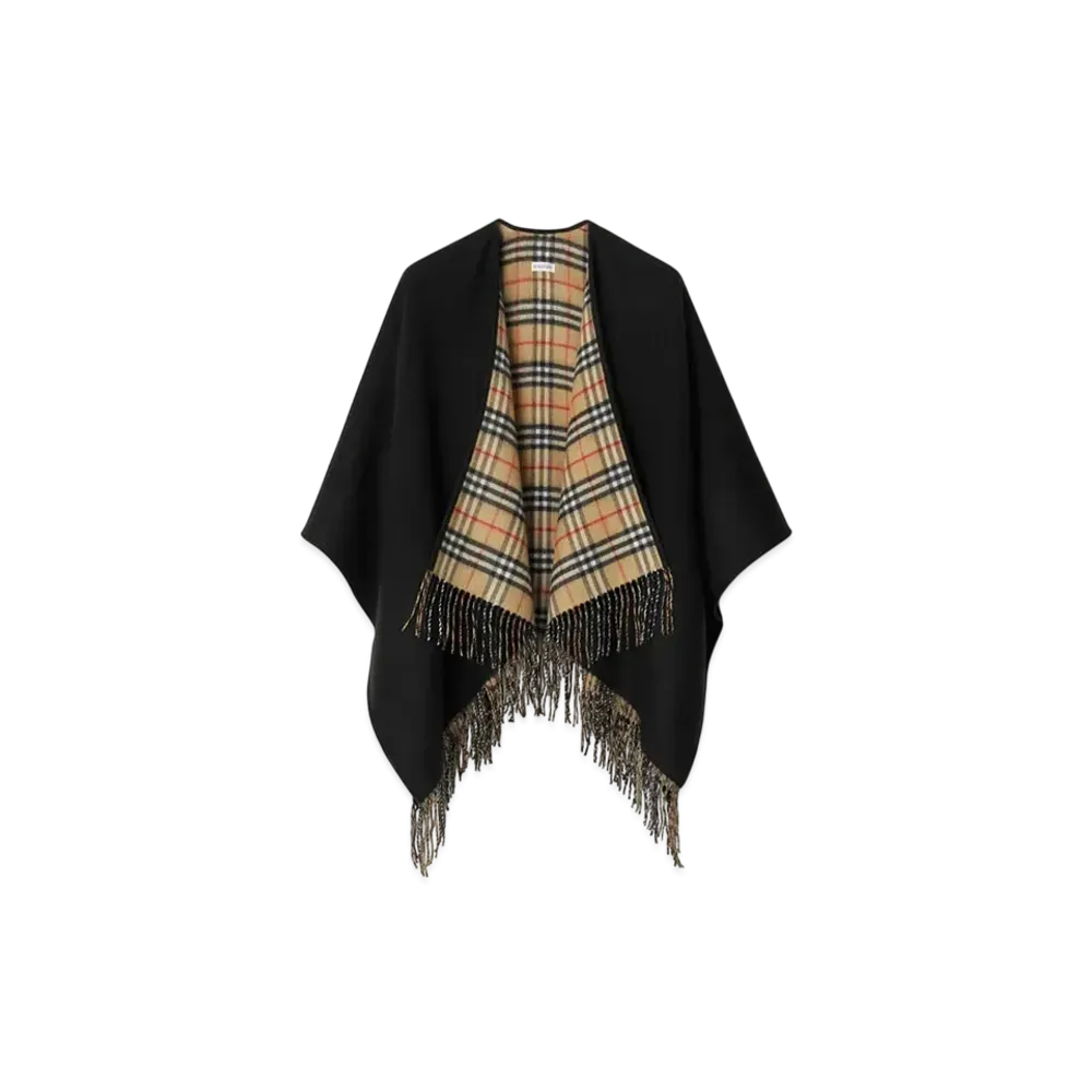 Burberry Check Wool Reversible Cape "Black"