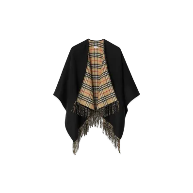 Burberry Check Wool Reversible Cape "Black"
